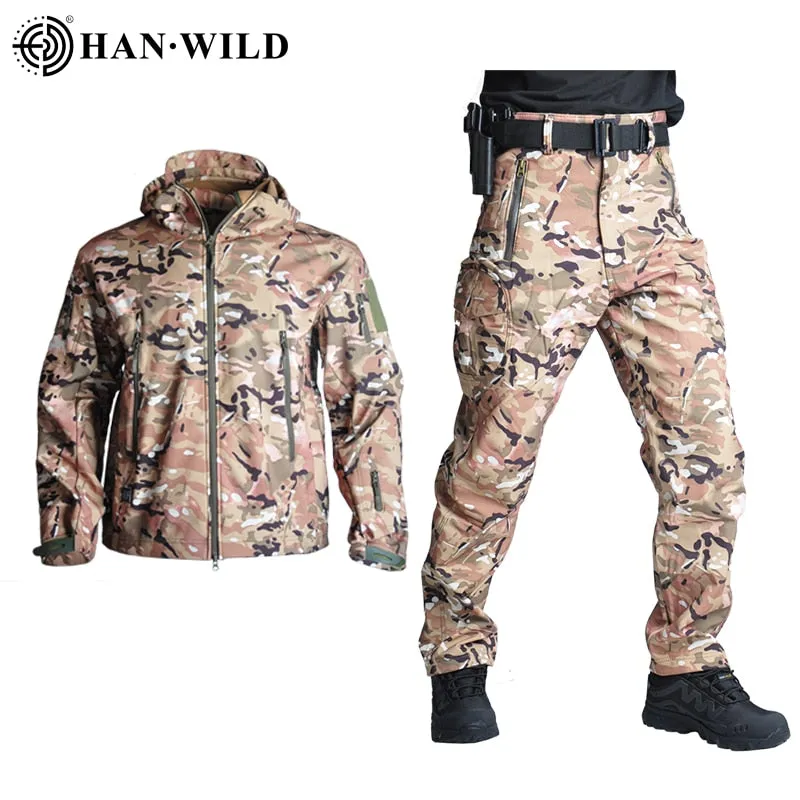 5XL Tactical Clothing Jackets   Pants Men Soft Fleece Jacket Army Windproof