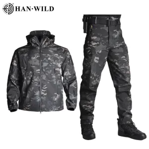 5XL Tactical Clothing Jackets   Pants Men Soft Fleece Jacket Army Windproof