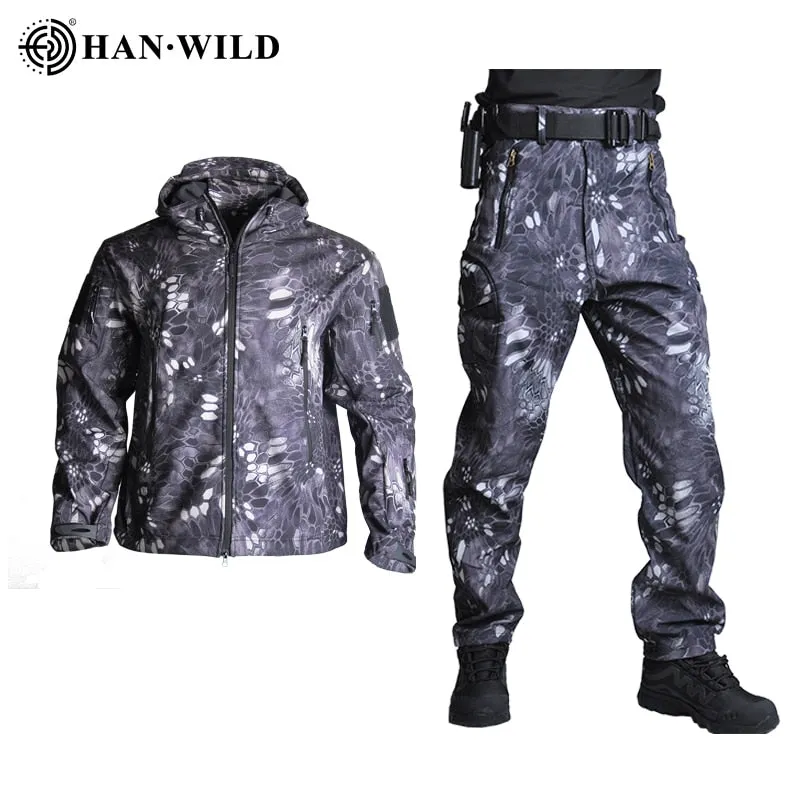 5XL Tactical Clothing Jackets   Pants Men Soft Fleece Jacket Army Windproof