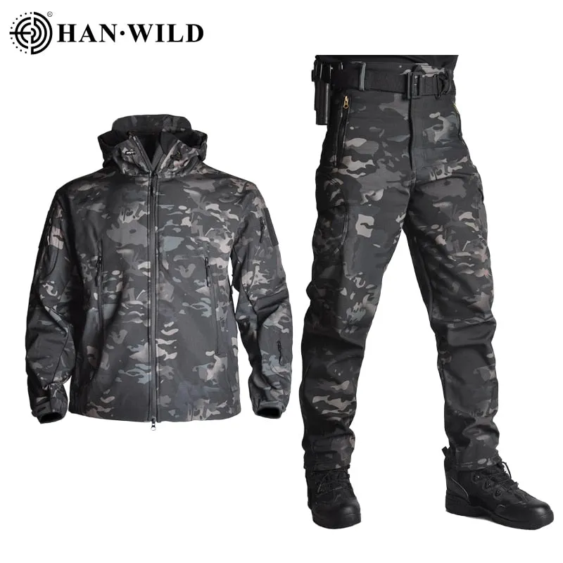 5XL Tactical Clothing Jackets   Pants Men Soft Fleece Jacket Army Windproof