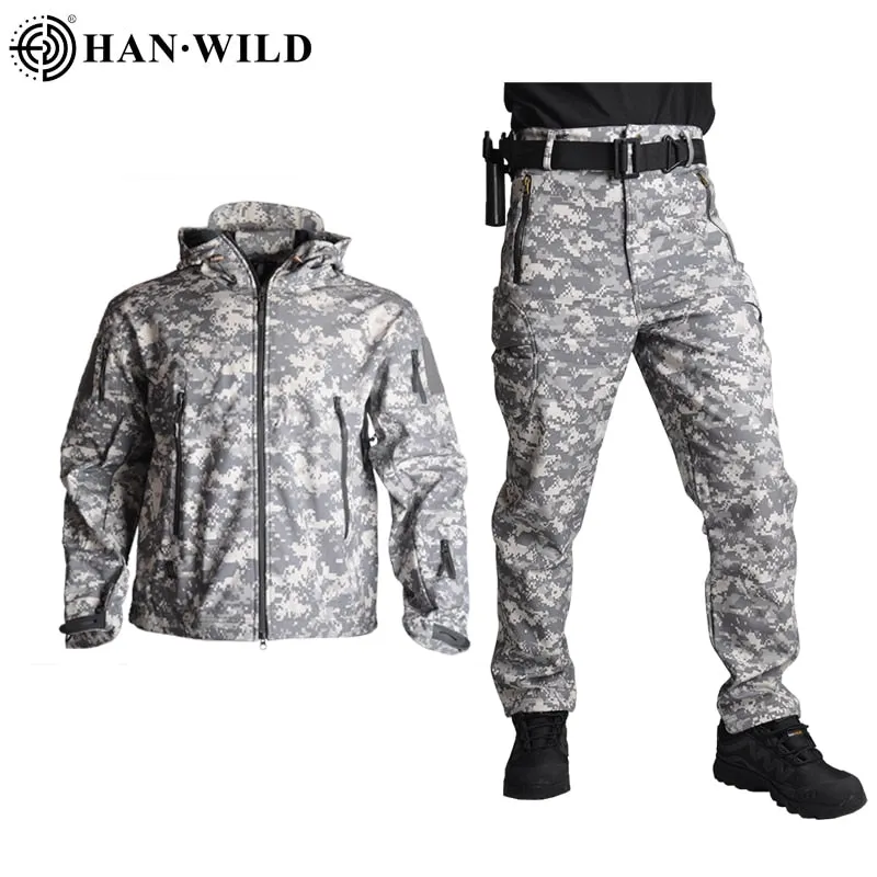 5XL Tactical Clothing Jackets   Pants Men Soft Fleece Jacket Army Windproof