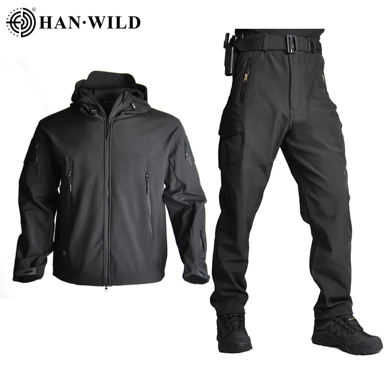 5XL Tactical Clothing Jackets   Pants Men Soft Fleece Jacket Army Windproof