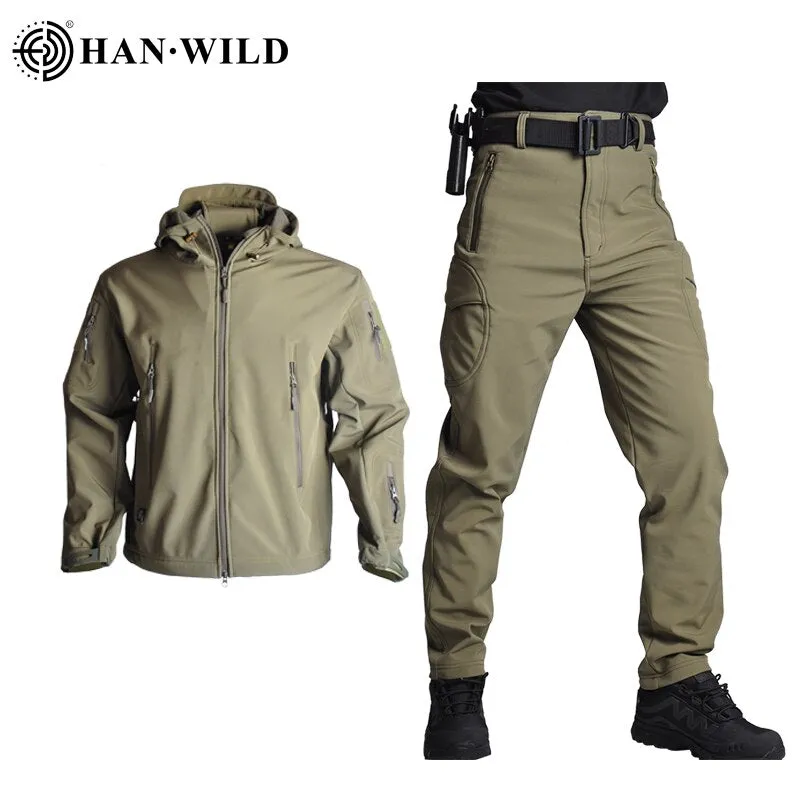 5XL Tactical Clothing Jackets   Pants Men Soft Fleece Jacket Army Windproof