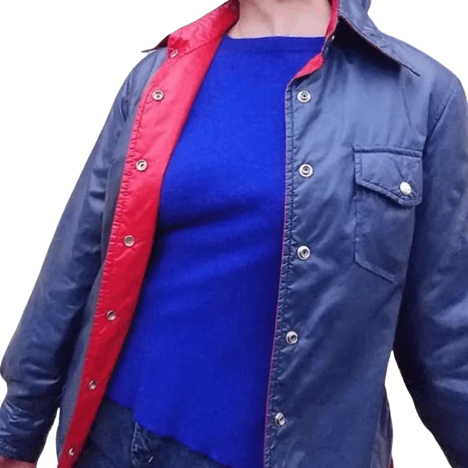 70's Reversible Bright Red and Navy Blue Ski Jacket by Skyr