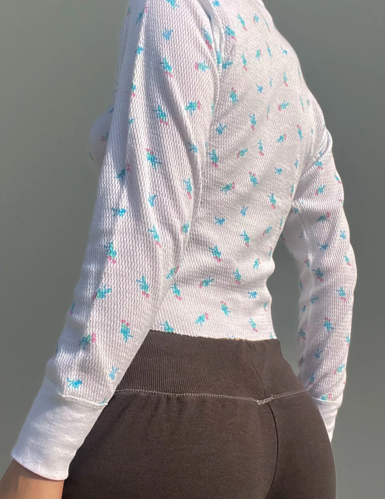 80's Floral Print Thermal (S)