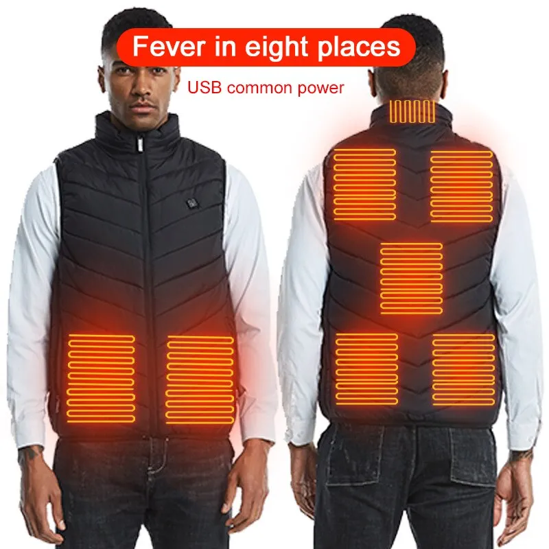 8/4 Areas Heated jacket Usb Smart Washable Heating Warm Vest Size
