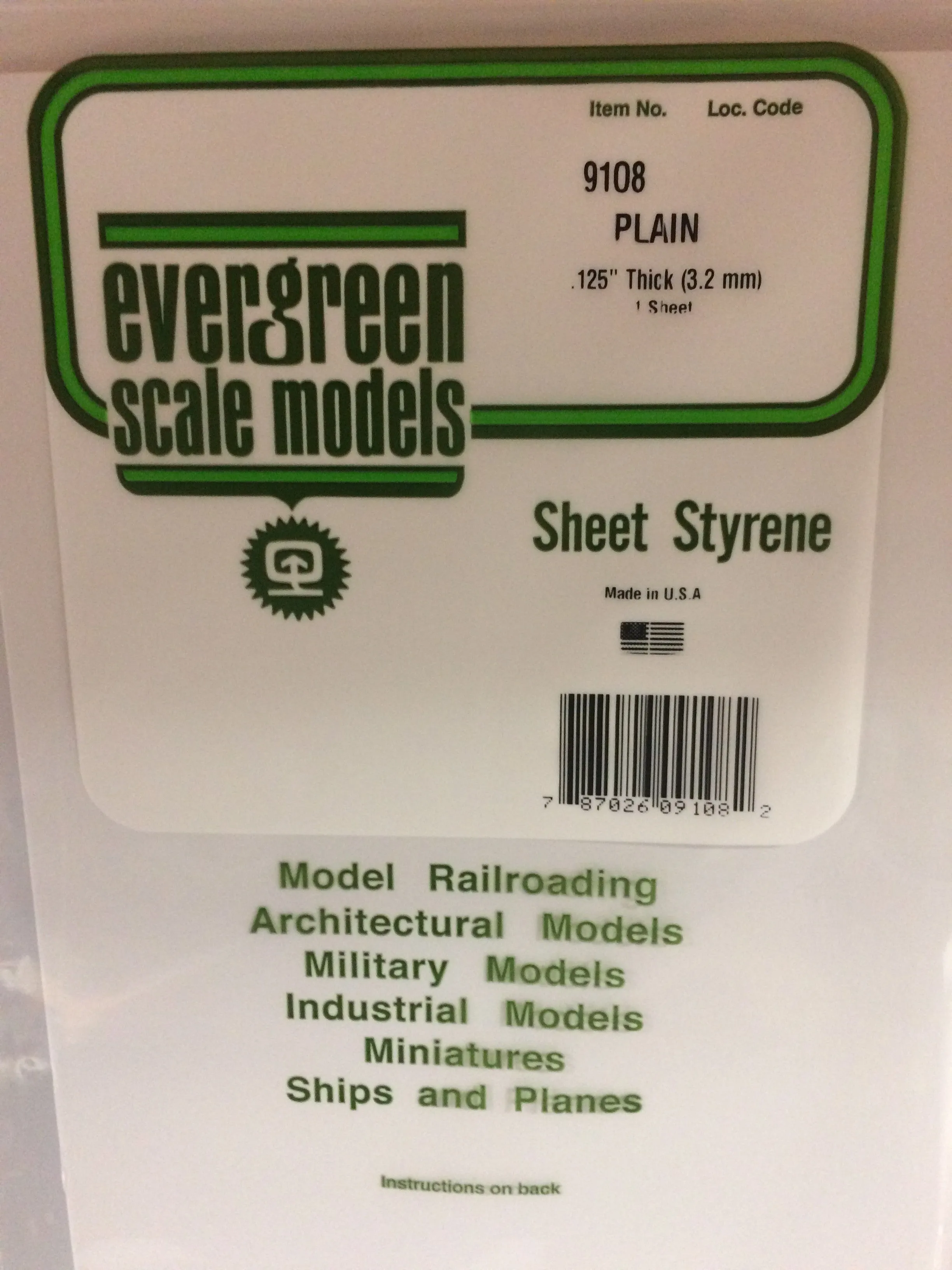 9125 - .125" (3.2mm) PLAIN OPAQUE WHITE POLYSTYRENE SHEET