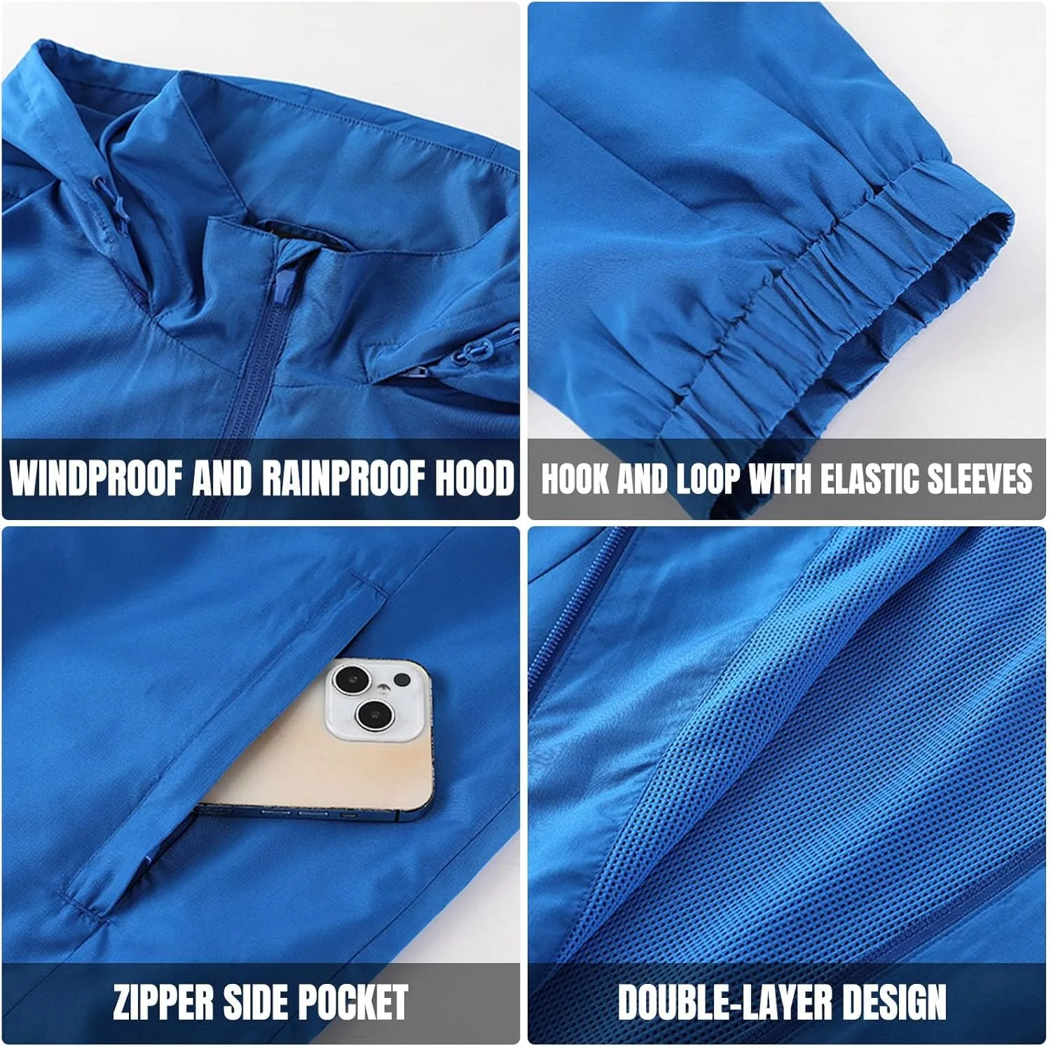 ADHOWBEW Mens Lightweight Jackets Windbreaker, Lightweight Work Poncho Hooded Outerwear