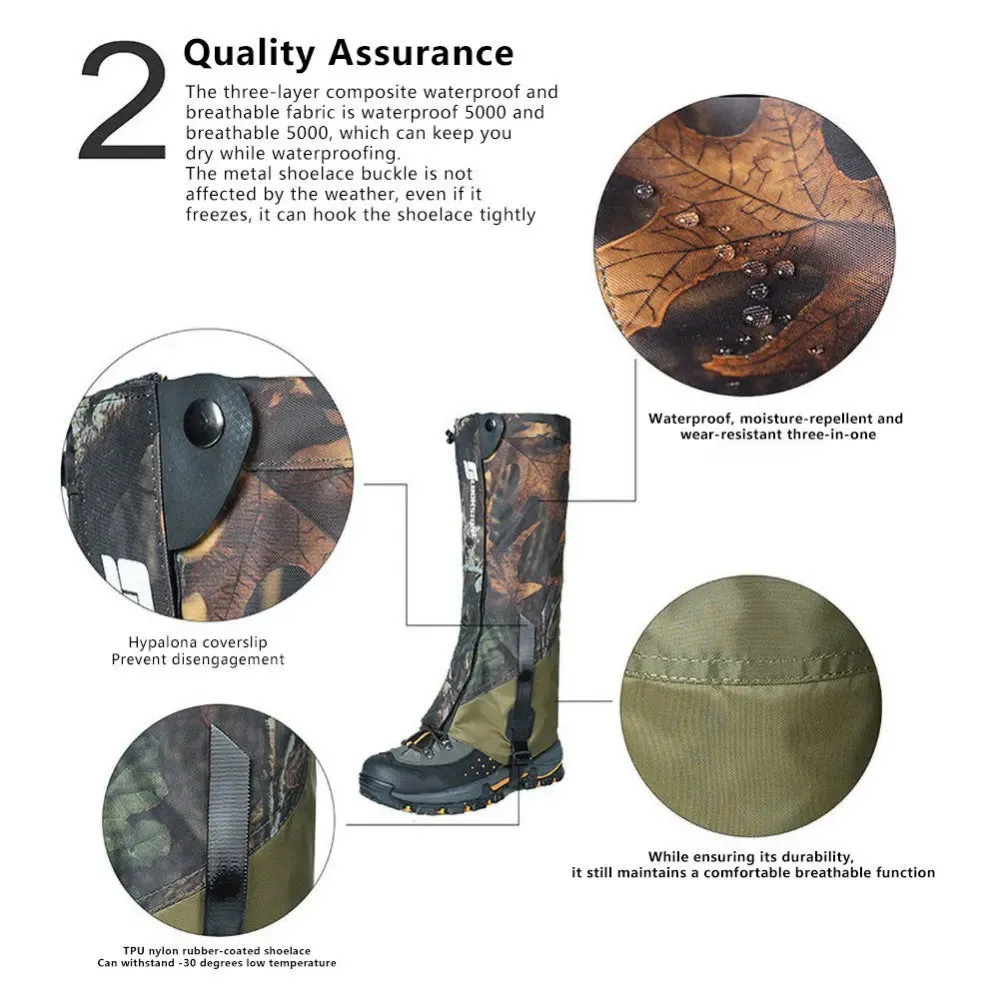 Adjustable Waterproof Snow Boot Gaiters for Hiking and Outdoor Activities, Unisex