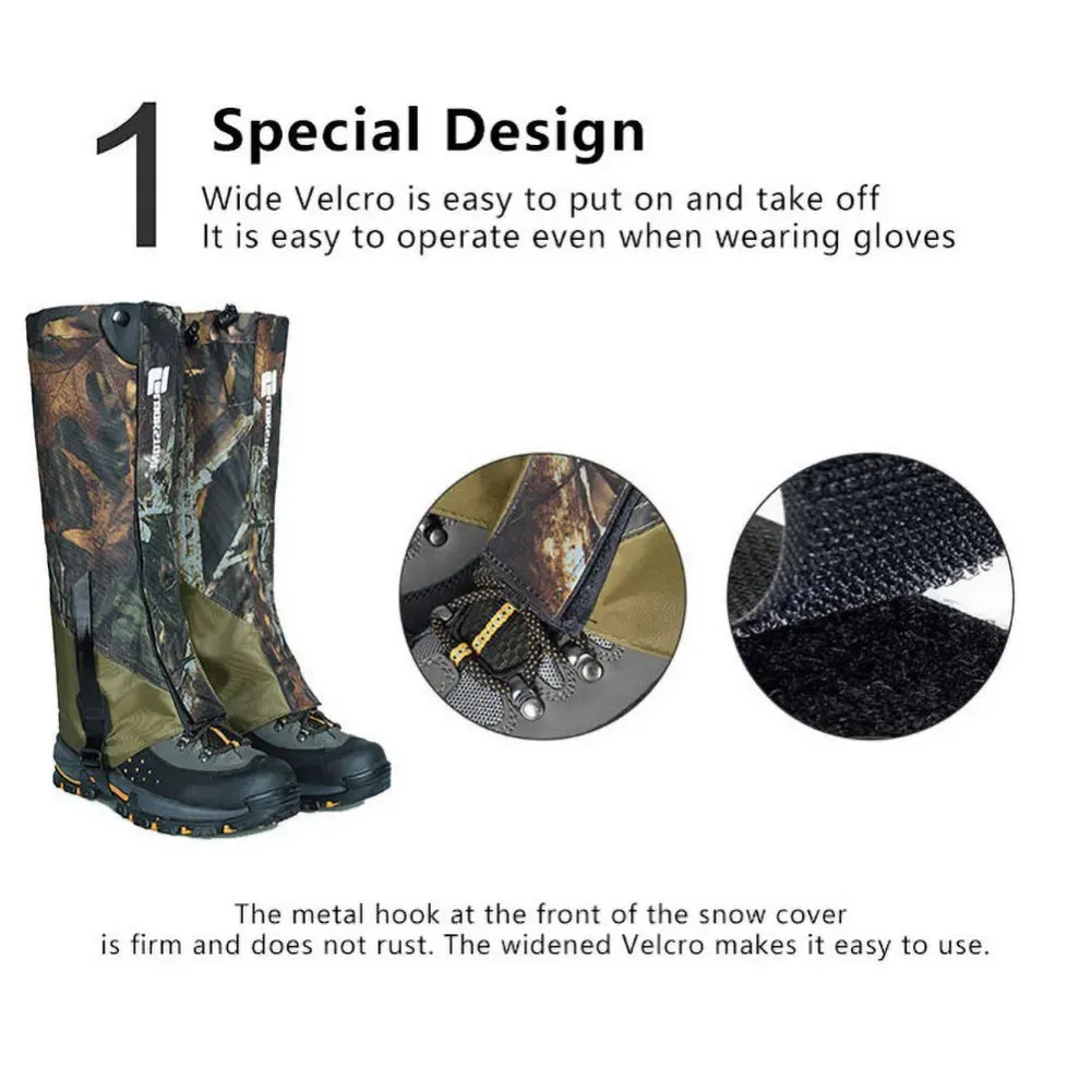 Adjustable Waterproof Snow Boot Gaiters for Hiking and Outdoor Activities, Unisex