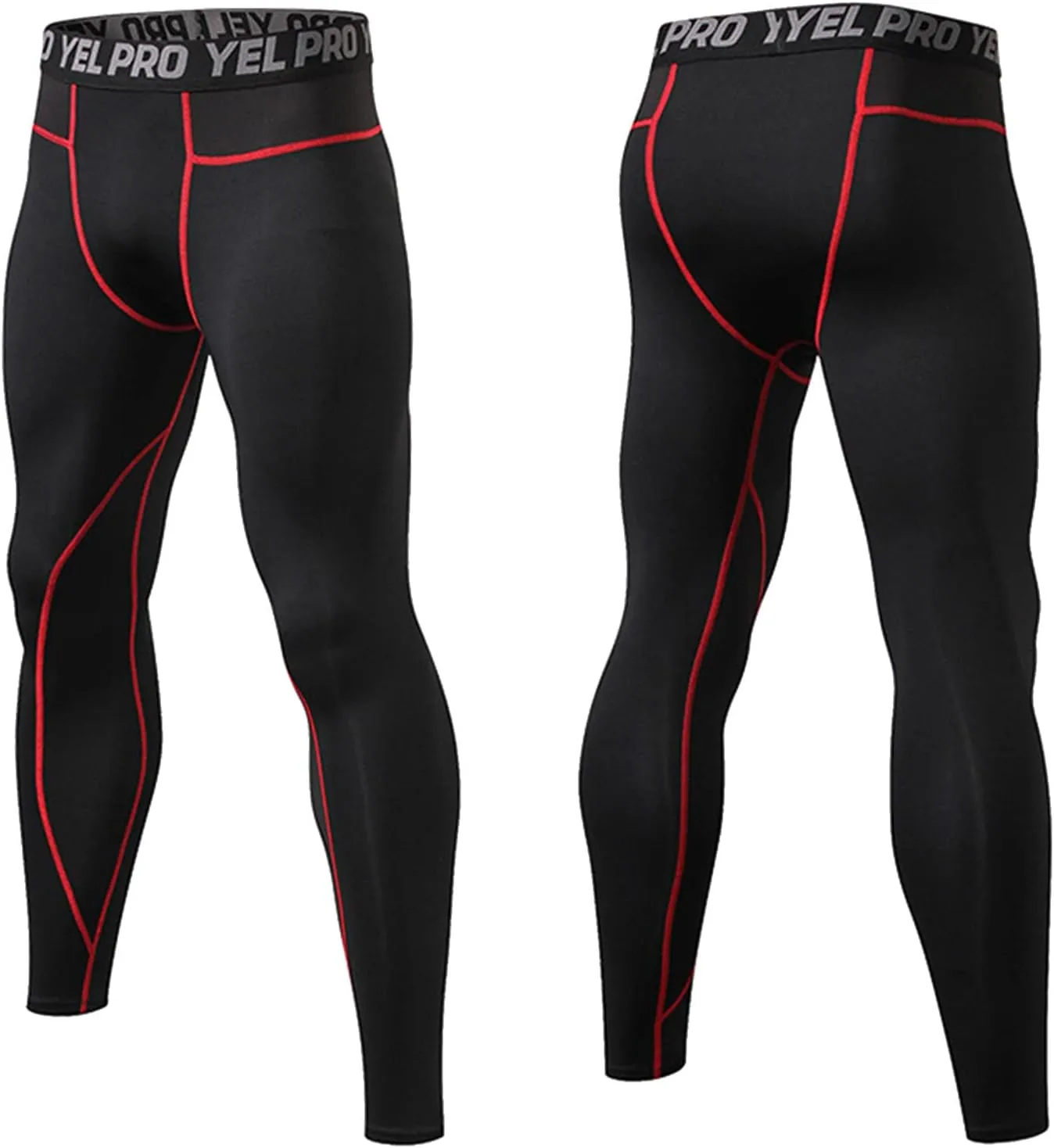 aihihe Mens Running Leggings Winter Red Compression Pant Mens Gym Tights Compression Pants Black Athletic Leggings for Men