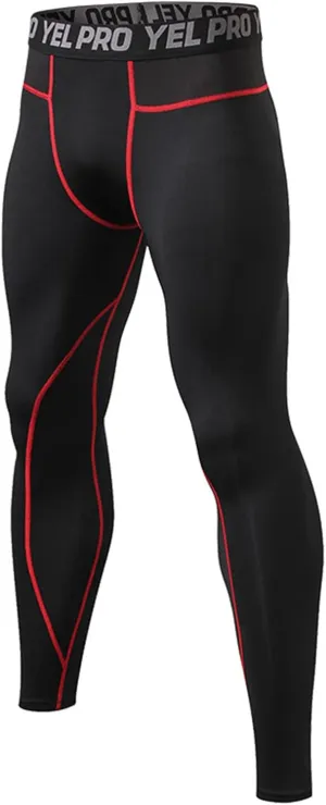 aihihe Mens Running Leggings Winter Red Compression Pant Mens Gym Tights Compression Pants Black Athletic Leggings for Men
