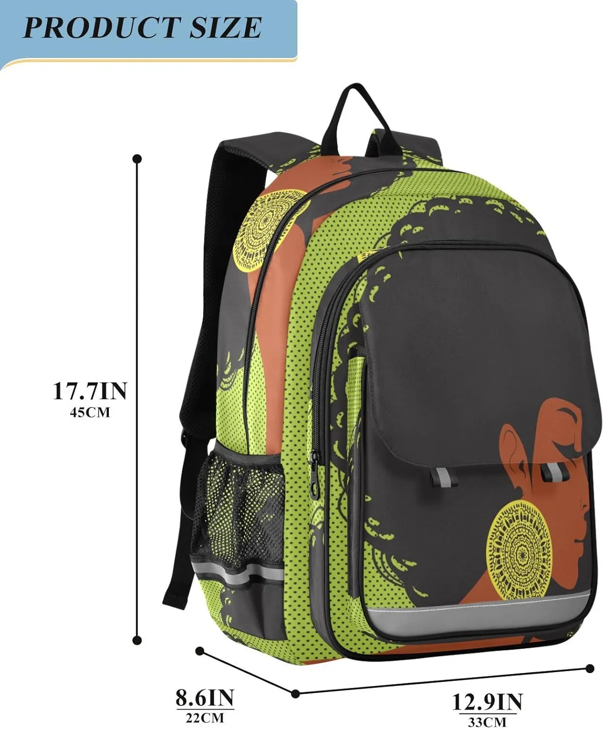 ALAZA African American Woman Backpacks Reflective Safety Backpack