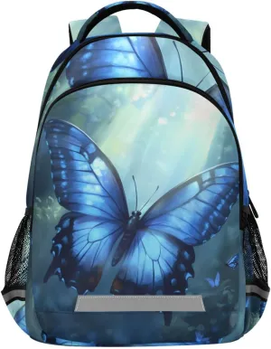 ALAZA Teens School Backpack Blue Butterfly Laptop Backpack with Reflective Strap, Travel Backpack Casual Daypack for Elementary Primary middle Bookbag