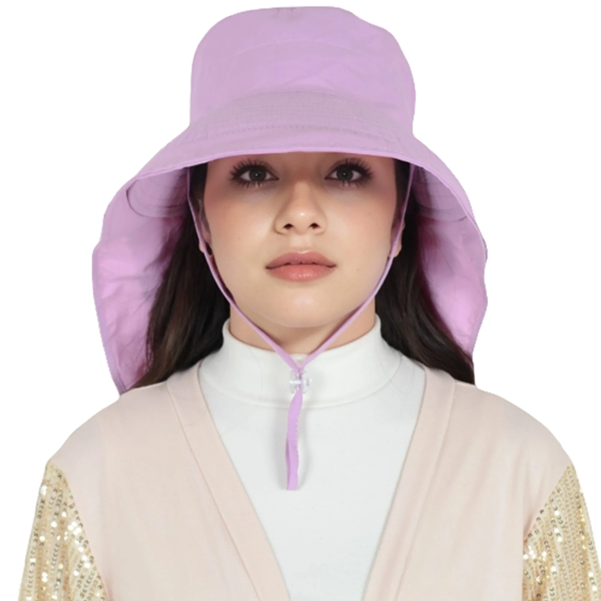 Alilang Womens Sun Hat Wide Brim Bucket Hats with Neck Flap and Ponytail Hole for Summer Beach Fishing Hiking
