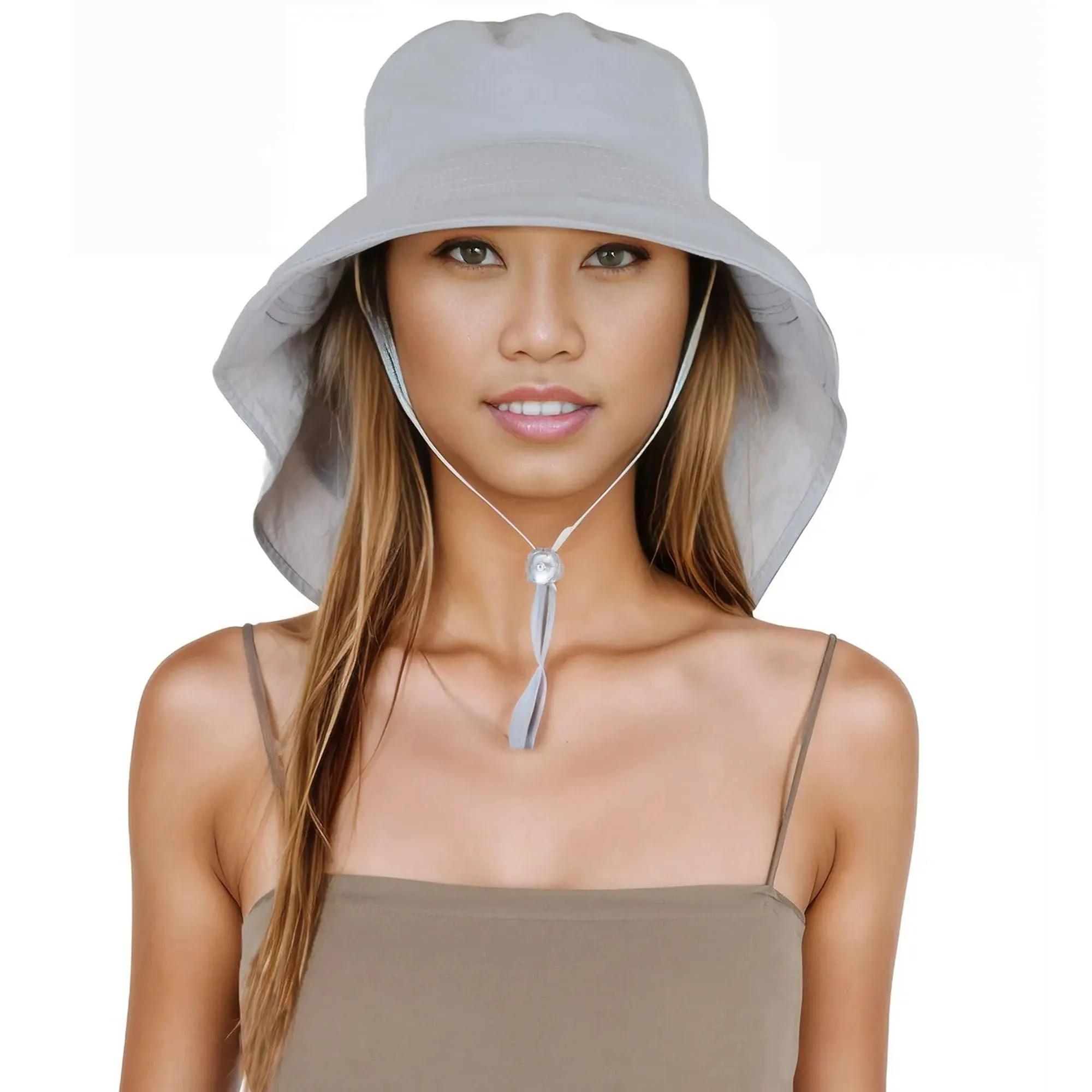 Alilang Womens Sun Hat Wide Brim Bucket Hats with Neck Flap and Ponytail Hole for Summer Beach Fishing Hiking