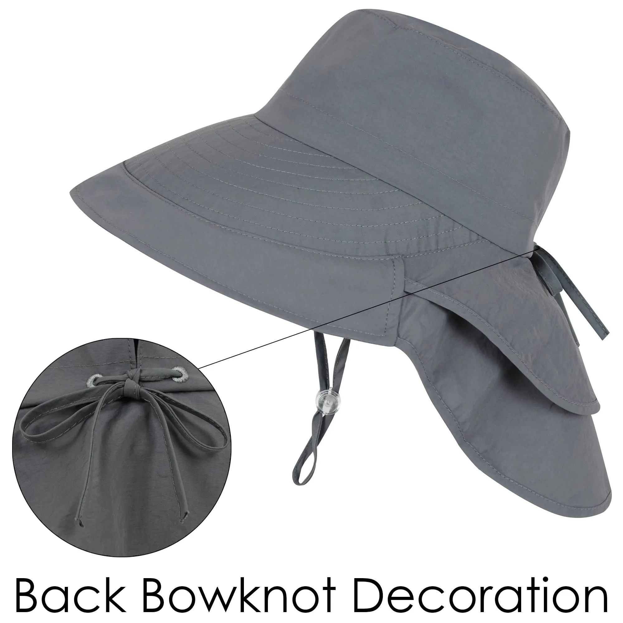 Alilang Womens Sun Hat Wide Brim Bucket Hats with Neck Flap and Ponytail Hole for Summer Beach Fishing Hiking