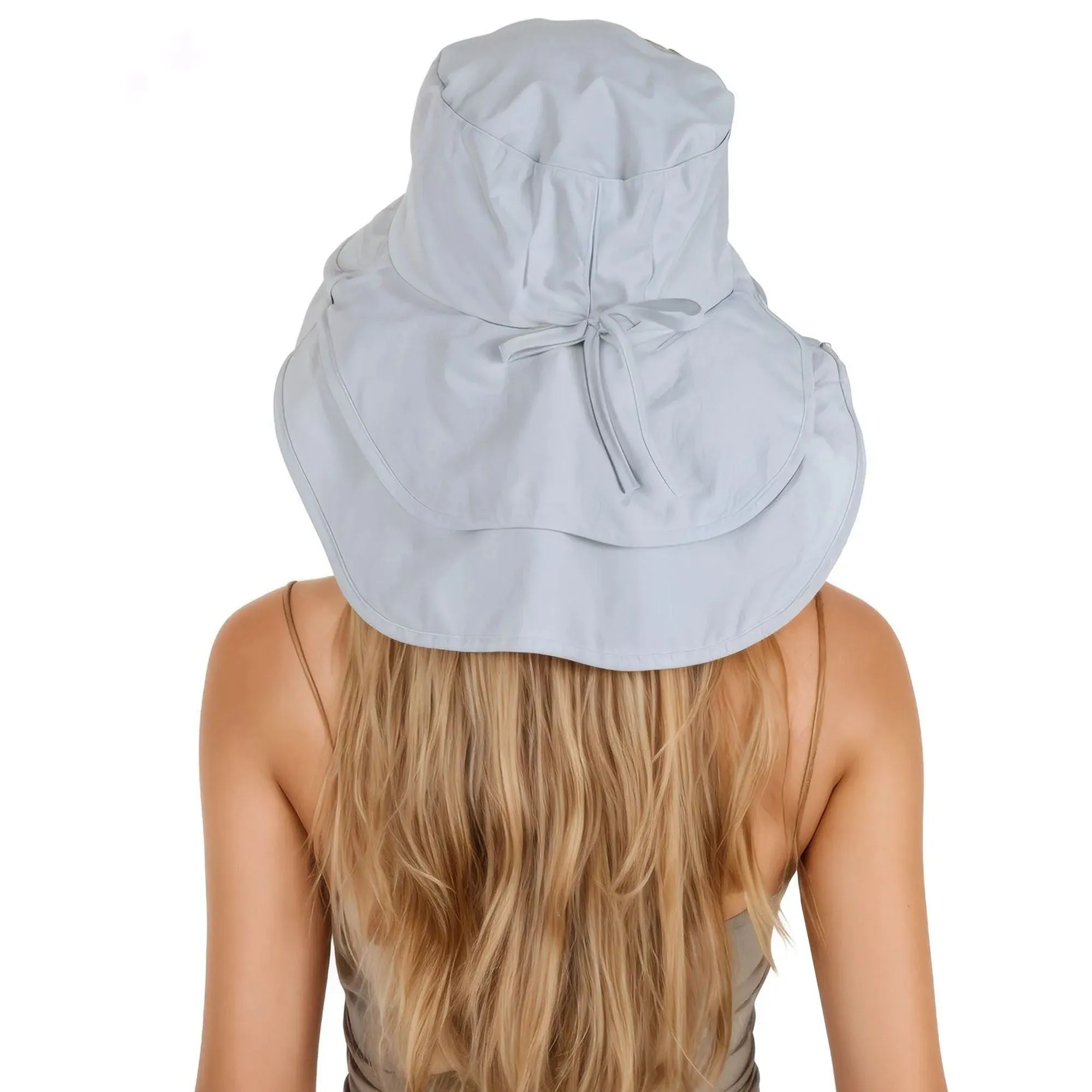 Alilang Womens Sun Hat Wide Brim Bucket Hats with Neck Flap and Ponytail Hole for Summer Beach Fishing Hiking