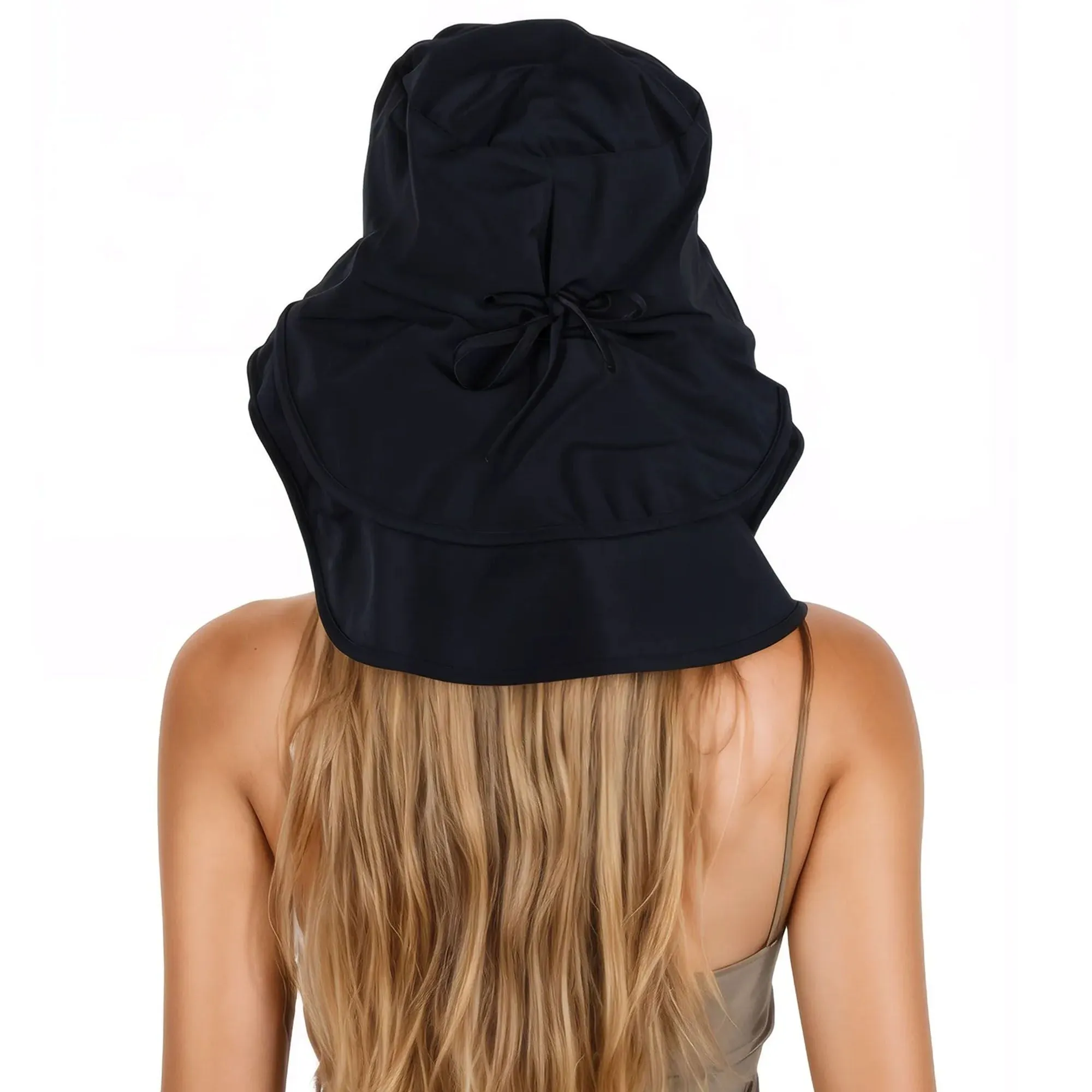 Alilang Womens Sun Hat Wide Brim Bucket Hats with Neck Flap and Ponytail Hole for Summer Beach Fishing Hiking
