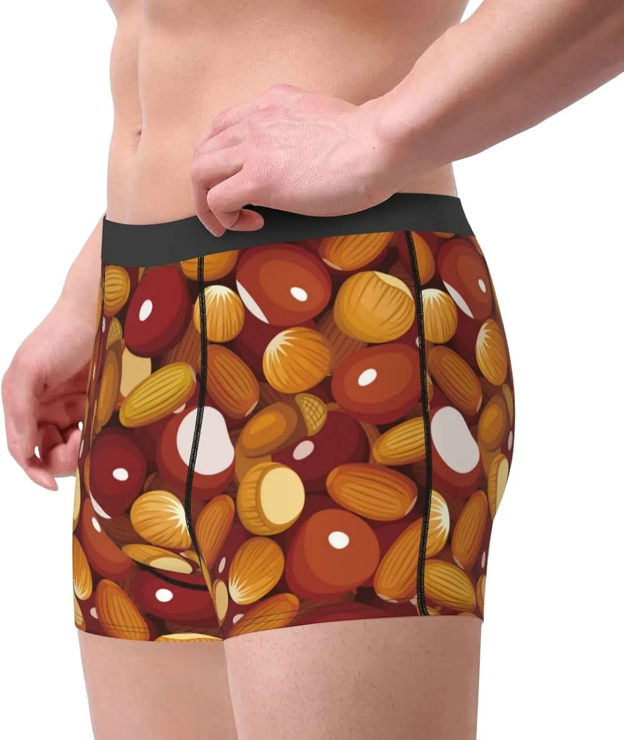 Almond Nuts Print Boxer Briefs For Men Breathable Underwear-