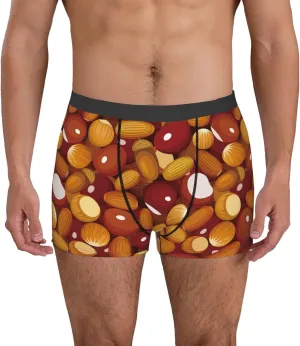 Almond Nuts Print Boxer Briefs For Men Breathable Underwear-