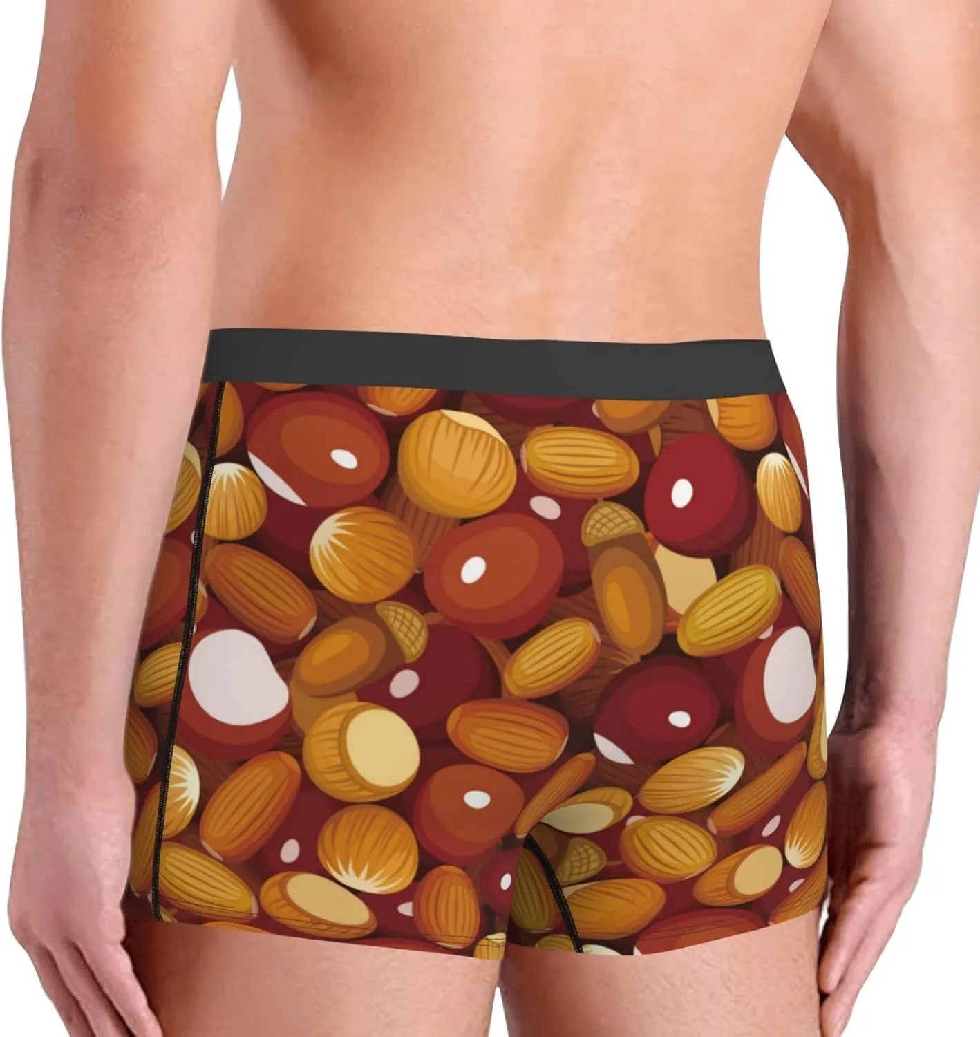 Almond Nuts Print Boxer Briefs For Men Breathable Underwear-
