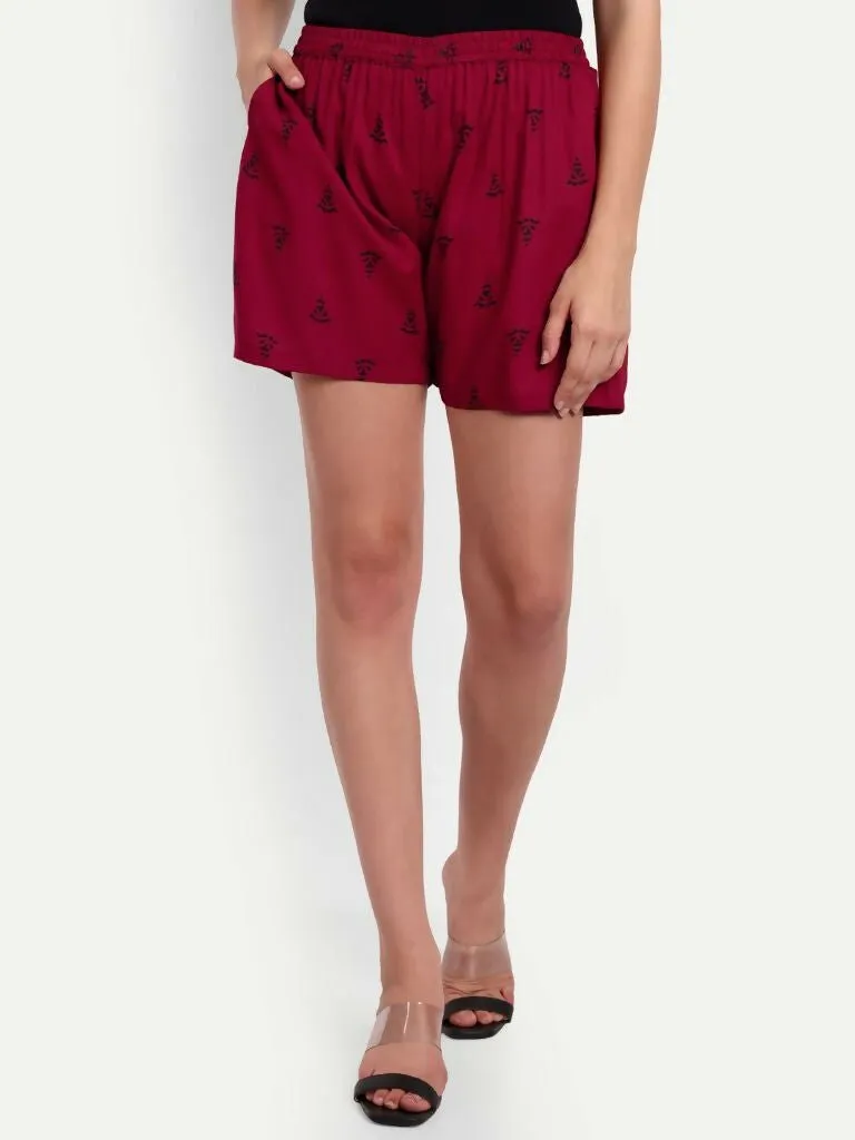 Alvano Printed Blue, Maroon Boxer Shorts, Night Shorts, Regular Shorts, Bermuda Shorts