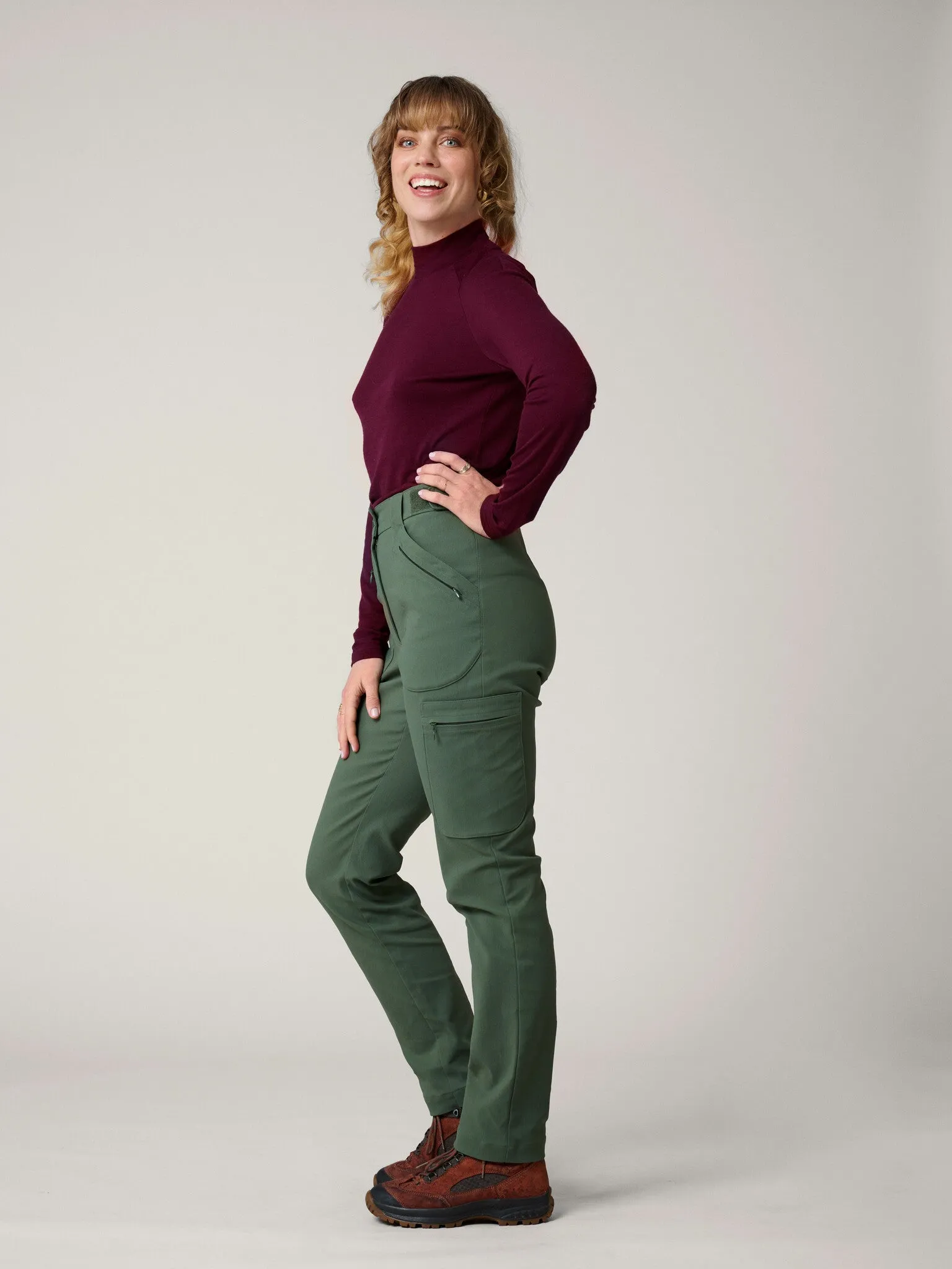 Amelia Hiking Pants with Adjustable Waist Green