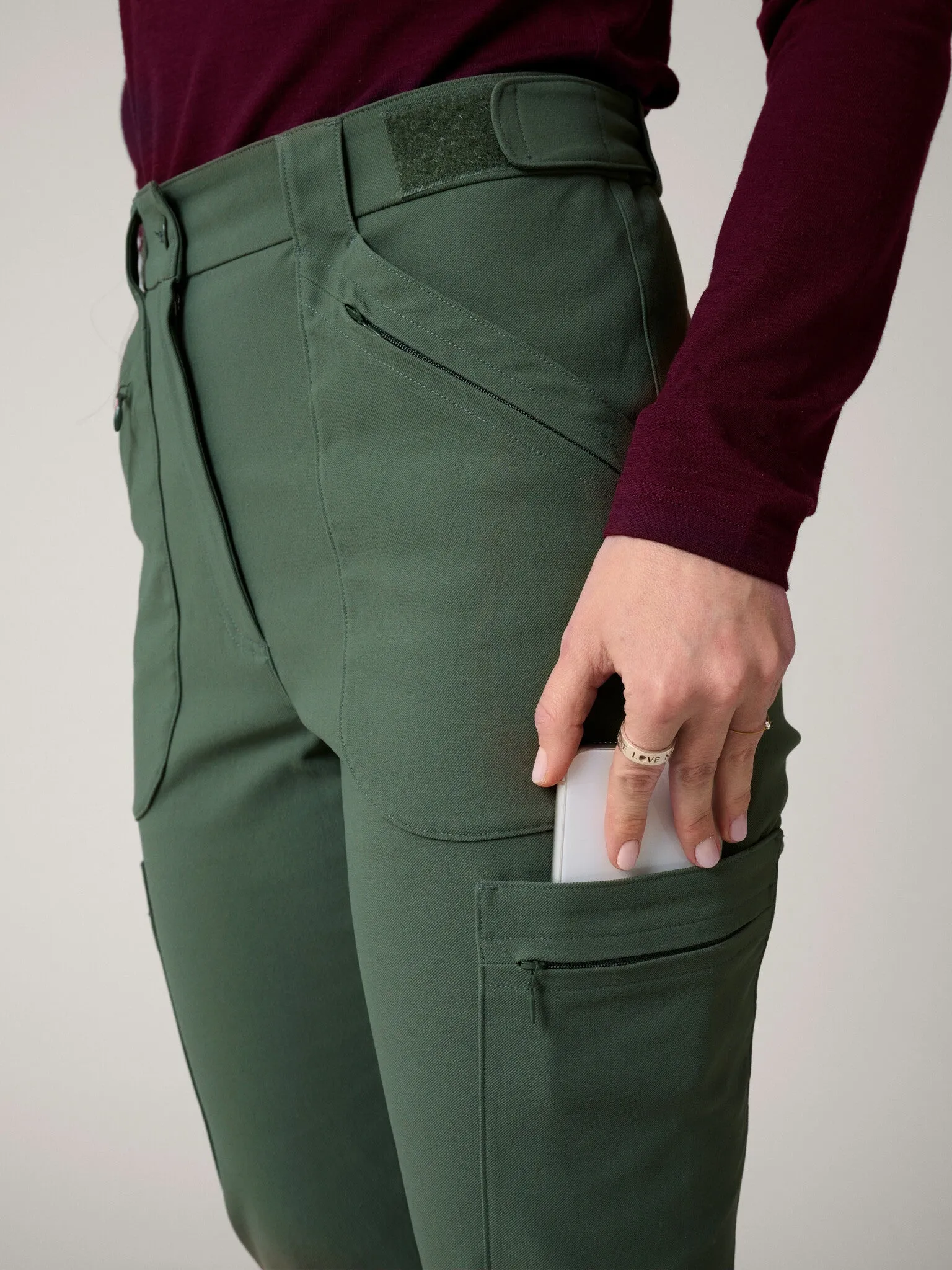 Amelia Hiking Pants with Adjustable Waist Green
