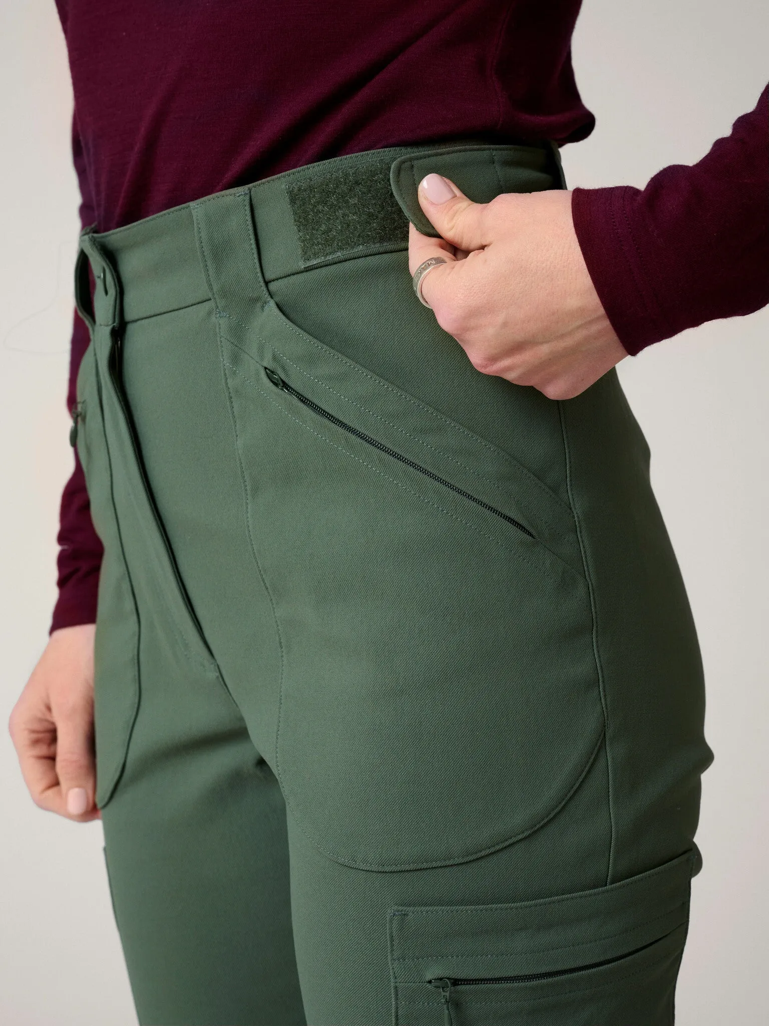 Amelia Hiking Pants with Adjustable Waist Green