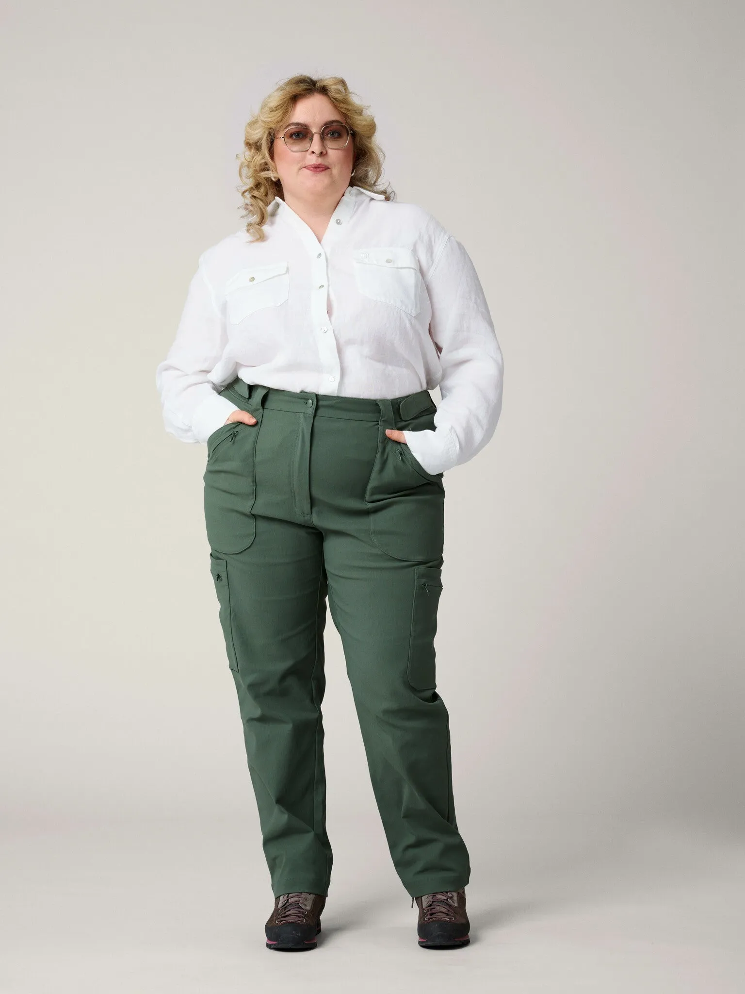Amelia Hiking Pants with Adjustable Waist Green