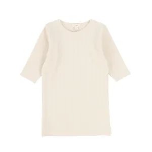 Analogie Ribbed Solid T-Shirt Three Quarter Sleeve - Natural