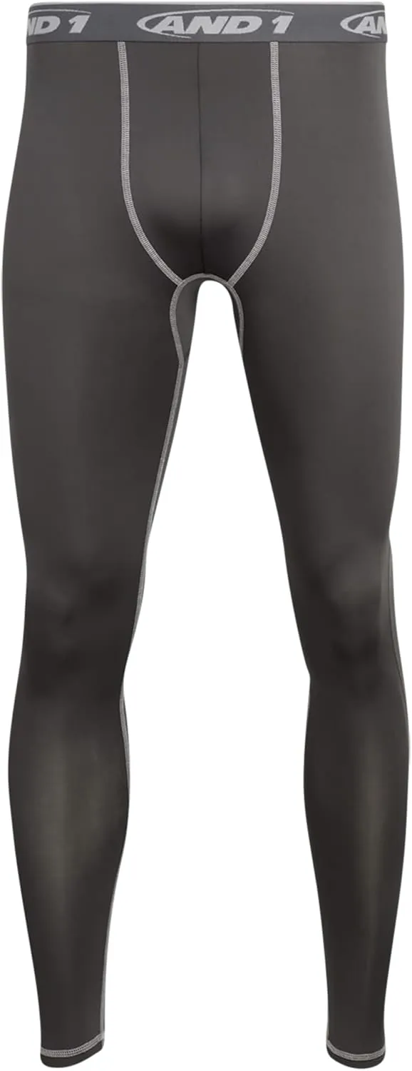AND1 Men's Compression Leggings - 2 Pack Lightweight Moisture-Wicking Active Sports Compression Pants for Men (Sizes: S-XL)