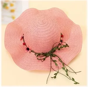 Andrea's Deals Breathable Pink Sun Hat with Ruffles Brim