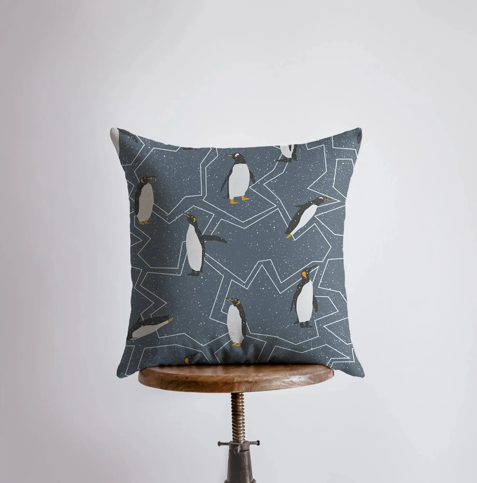 Arctic Penguin | Blue Pillow Cover | Home Decor | Throw Pillow | Snowflake Pillow | Christmas Pillow | Christmas tree | Christmas Gifts