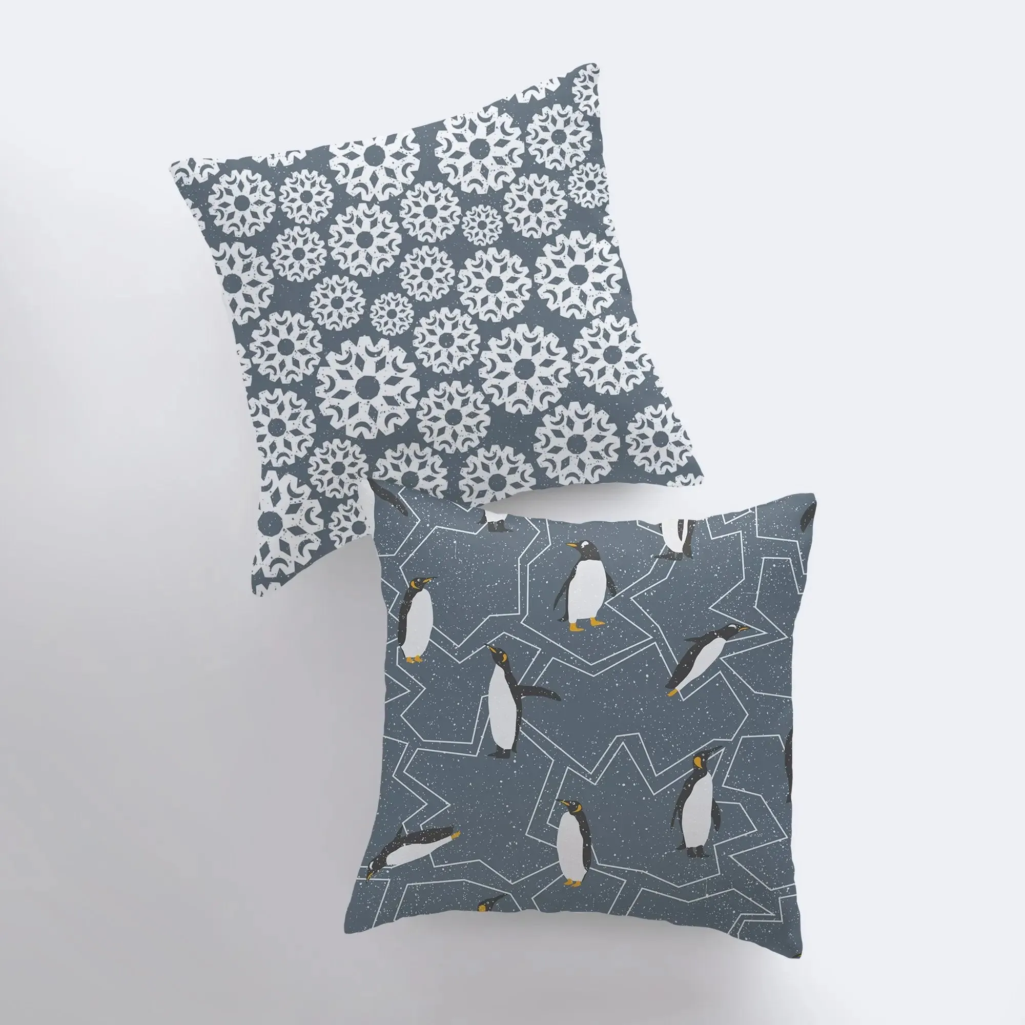 Arctic Penguin | Blue Pillow Cover | Home Decor | Throw Pillow | Snowflake Pillow | Christmas Pillow | Christmas tree | Christmas Gifts