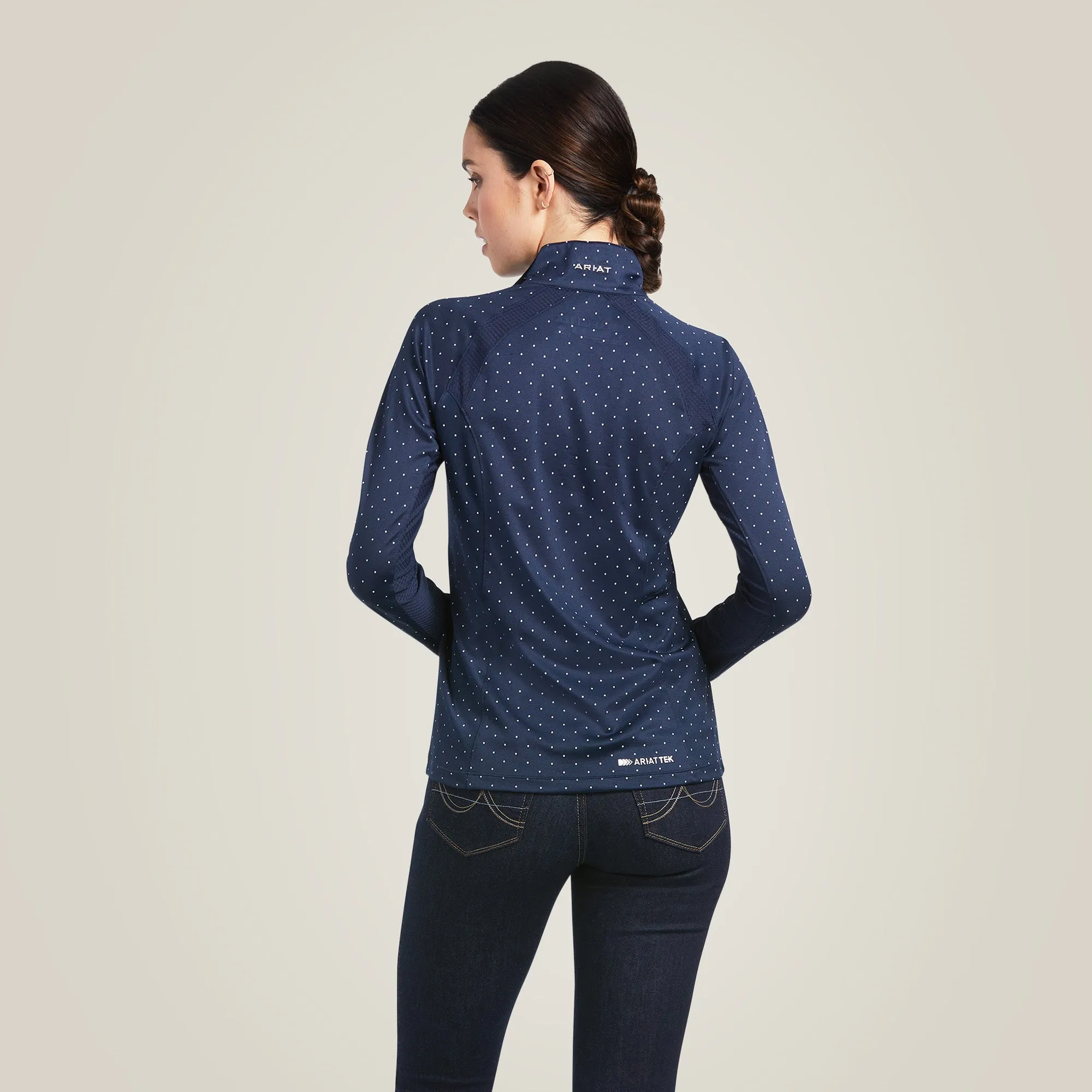 Ariat Women's Sunstopper 2.0 1/4 Zip Baselayer Navy Dot