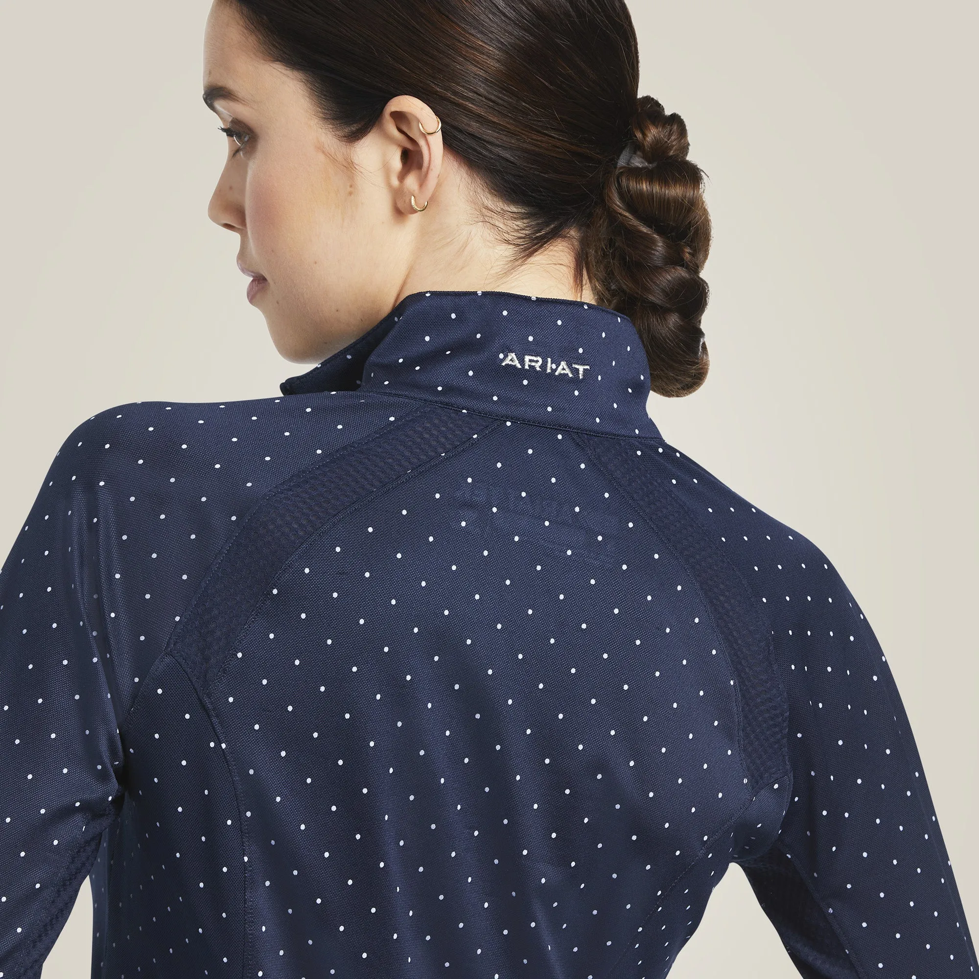 Ariat Women's Sunstopper 2.0 1/4 Zip Baselayer Navy Dot