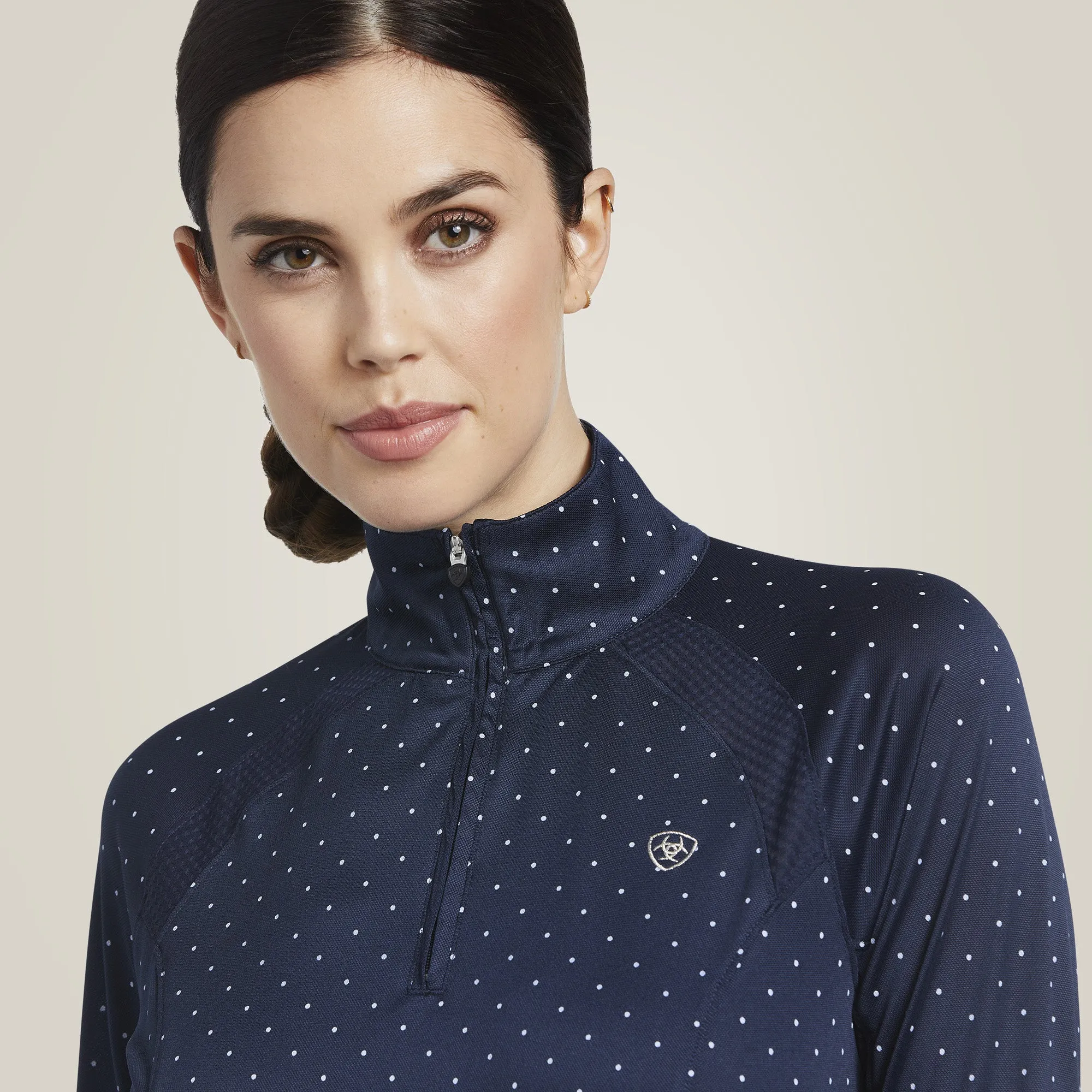 Ariat Women's Sunstopper 2.0 1/4 Zip Baselayer Navy Dot