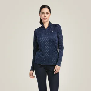 Ariat Women's Sunstopper 2.0 1/4 Zip Baselayer Navy Dot
