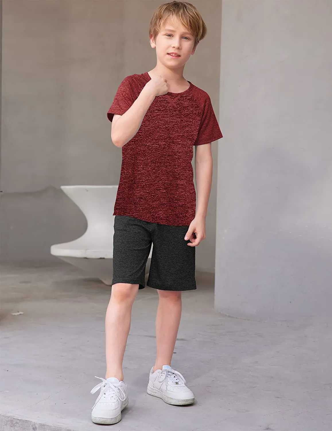 Arshiner 2 Pack Boys' Active Performance Raglan Shirts Short Sleeve Tee Shirt