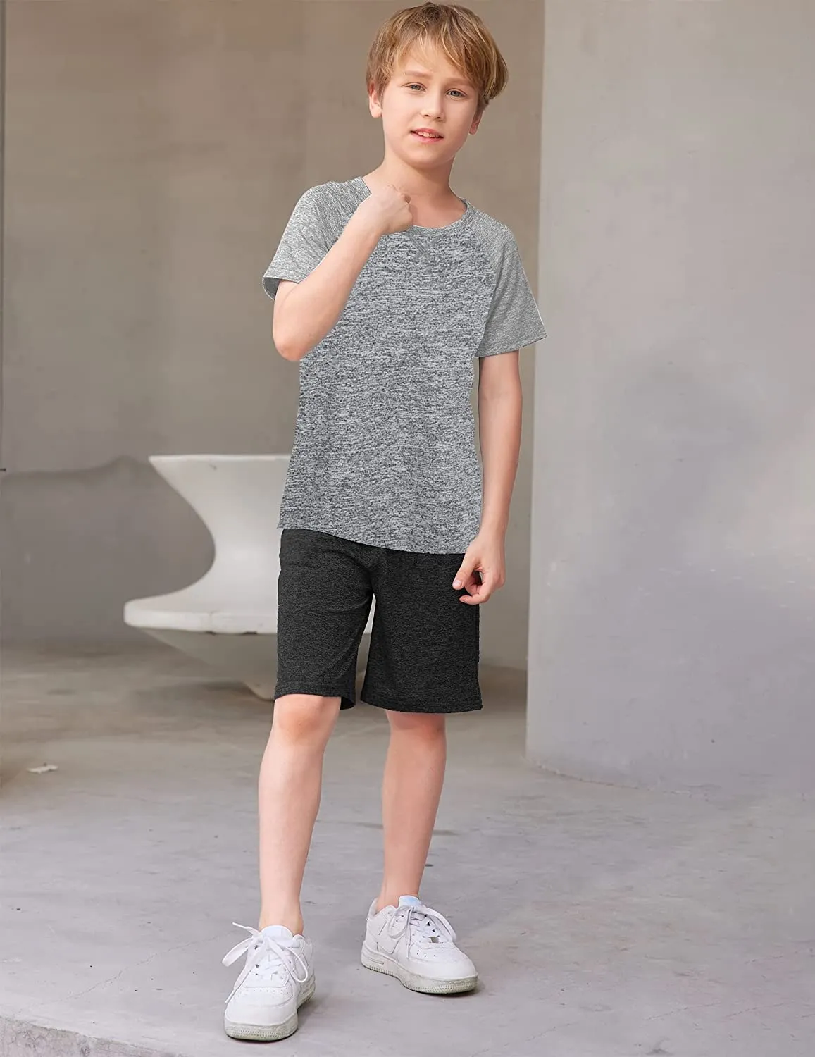 Arshiner 2 Pack Boys' Active Performance Raglan Shirts Short Sleeve Tee Shirt