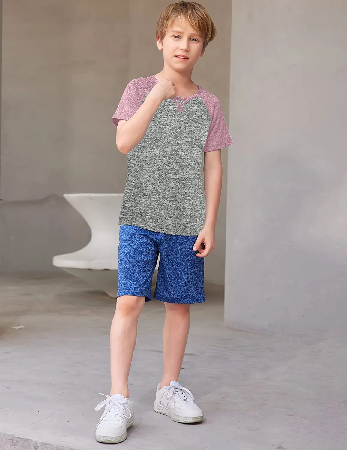 Arshiner 2 Pack Boys' Active Performance Raglan Shirts Short Sleeve Tee Shirt