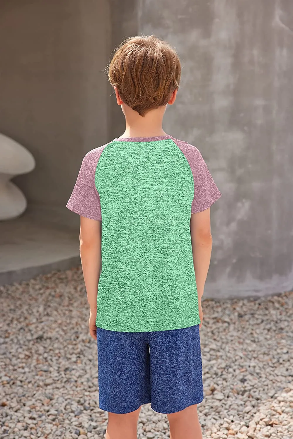 Arshiner 2 Pack Boys' Active Performance Raglan Shirts Short Sleeve Tee Shirt