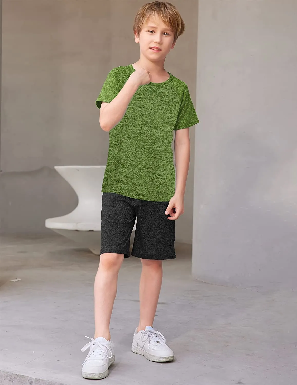 Arshiner 2 Pack Boys' Active Performance Raglan Shirts Short Sleeve Tee Shirt