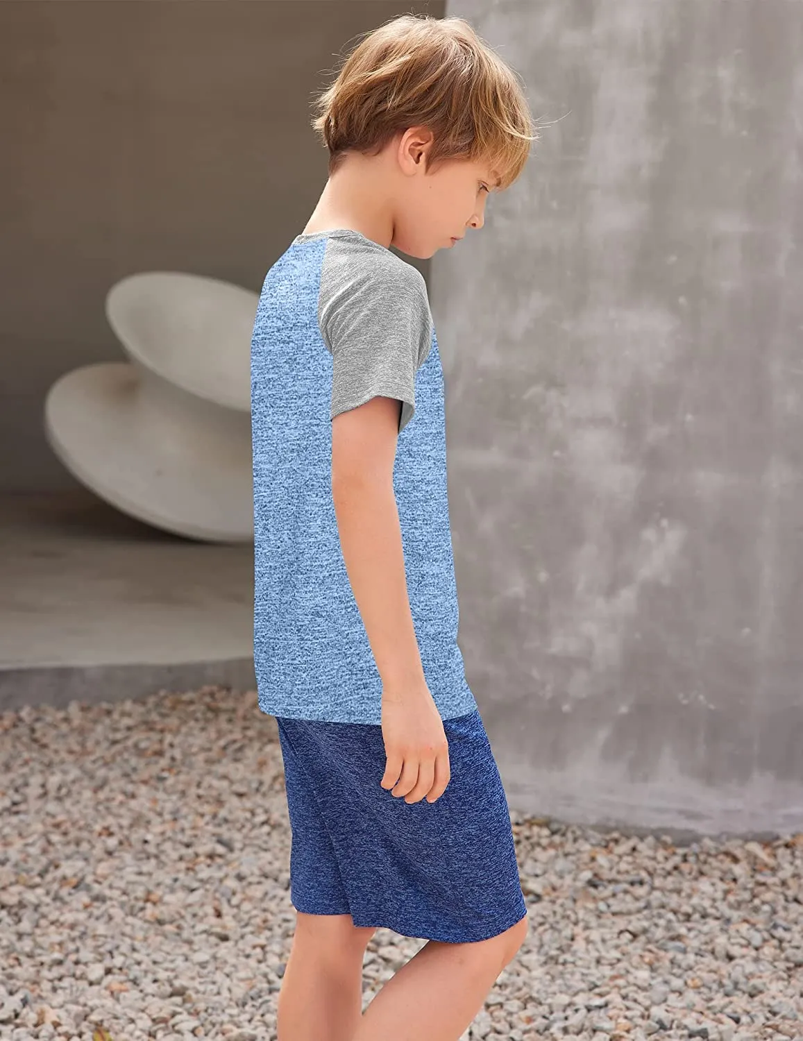 Arshiner 2 Pack Boys' Active Performance Raglan Shirts Short Sleeve Tee Shirt