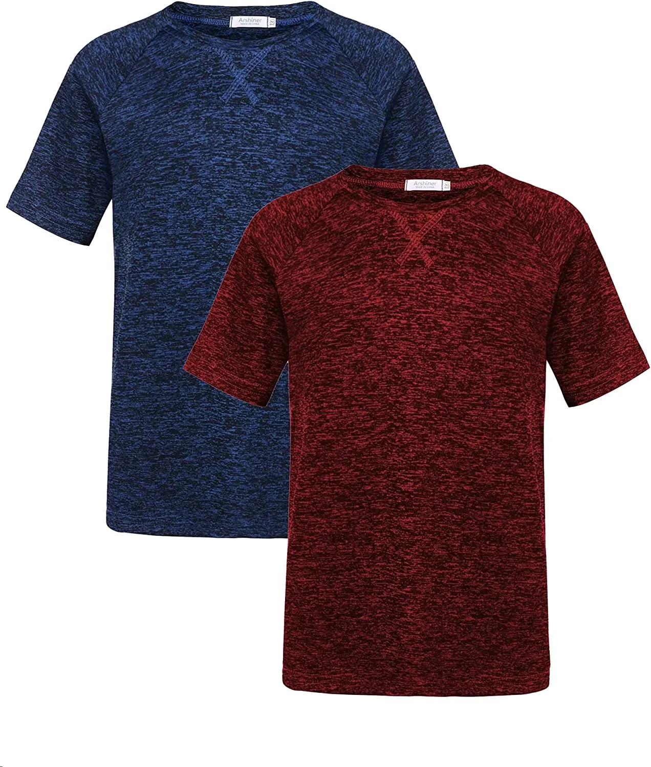 Arshiner 2 Pack Boys' Active Performance Raglan Shirts Short Sleeve Tee Shirt