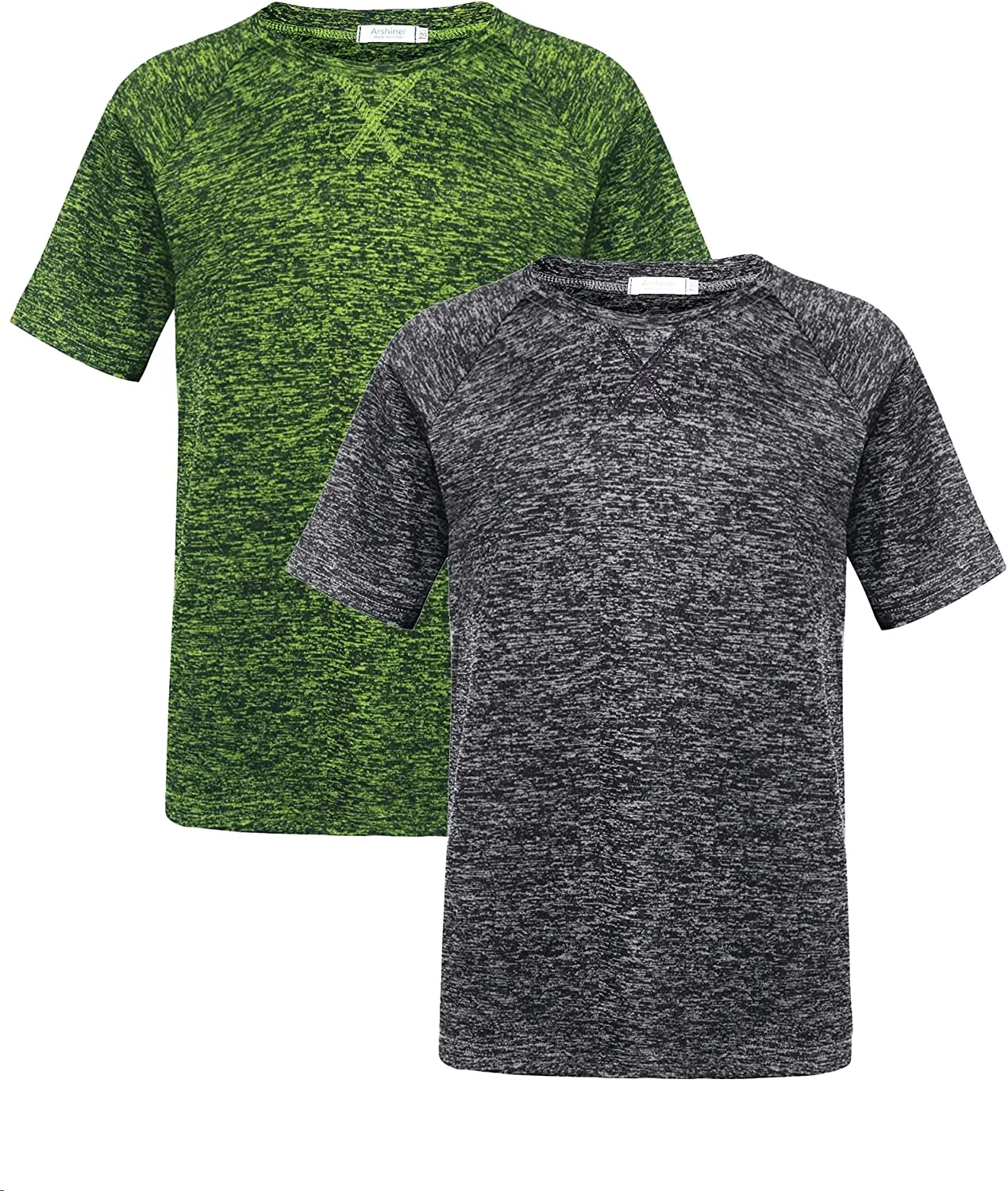 Arshiner 2 Pack Boys' Active Performance Raglan Shirts Short Sleeve Tee Shirt