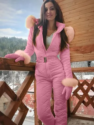 ASHORESHOP Woman's One Piece Ski Jumpsuit Winter Warm Slip On and Go Suits Snowboard Skisuit