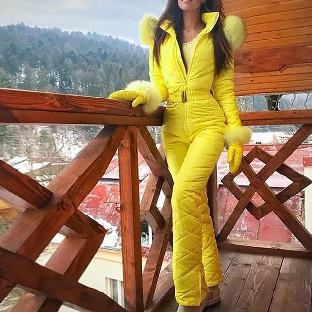 ASHORESHOP Woman's One Piece Ski Jumpsuit Winter Warm Slip On and Go Suits Snowboard Skisuit